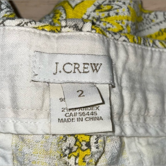 J. Crew yellow white paisley print shorts size 2 - Picture 3 of 5